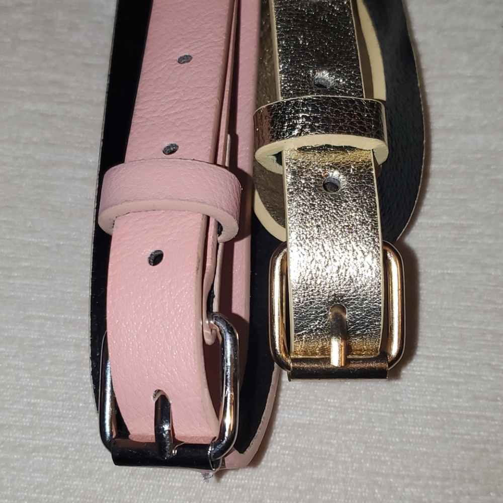 Pink and gold belts